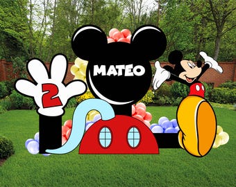 Mickey Mouse Clubhouse Birthday Backdrop Set | Mickey Clubhouse Theme Party Props | Second Birthday Decor