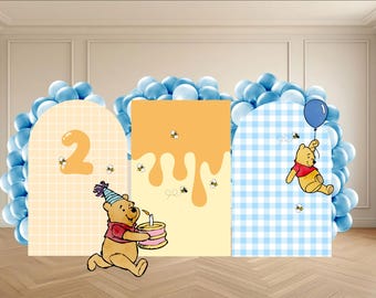 Winnie the Pooh Birthday Backdrops and Props - Pooh Bear Honey Theme Party Decor