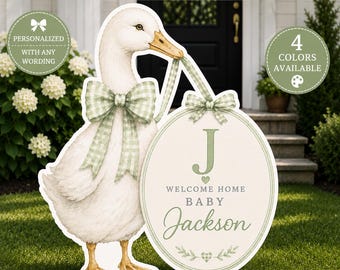 Personalized Goose Yard Sign | Welcome Home Baby Announcement | Watercolor Birth Announcement Sign | Newborn Yard Decor