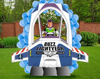 Cabina fotográfica de Buzz Lightyear: accesorio fotográfico de guardabosques espacial para fiestas de cumpleaños