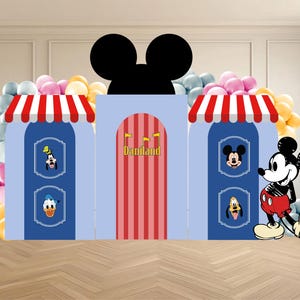Mickey and Friends Birthday Backdrop Set, Mickey Mouse Party Backdrop, Disney Birthday Photo Booth, Mickey Clubhouse Party Decor Complete Set