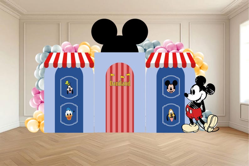 Mickey and Friends Birthday Backdrop Set, Mickey Mouse Party Backdrop, Disney Birthday Photo Booth, Mickey Clubhouse Party Decor Complete Set