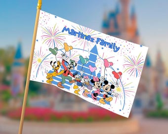 Personalized Mickey and Friends Stroller Flag, Disney Castle Family Flag, Wagon Flag, Wheelchair Flag