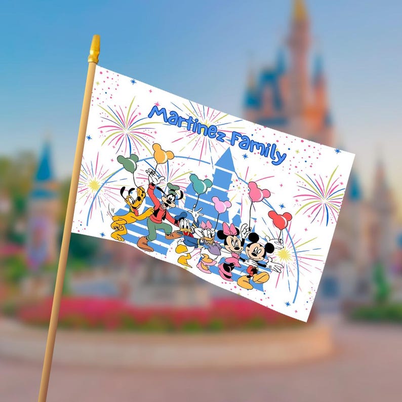 Personalized Mickey and Friends Stroller Flag, Disney Castle Family ...