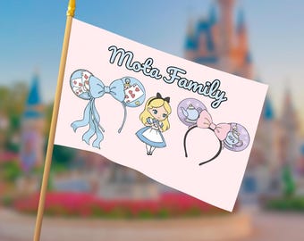Alice in Wonderland Personalized Stroller Flag | Baby Alice Custom Name Flag | Disney Vacation Accessory Must haves