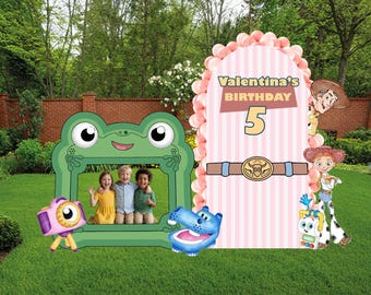 Toy Story 5 Frog Tablet Backdrop, Personalized Toy Story Birthday Party Decor, New Toy Story 5 Character Cutouts