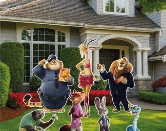 Zootopia Yard Cutouts – Birthday Party Lawn Decorations