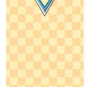 K&ouml;nnte beinhalten: Rechteckiges Banner mit einem rot-wei&szlig;en Logo mit der Aufschrift "NAME" auf einem gelb-orangen karierten Hintergrund. Das Banner ist 0,91 m x 1,52 m gro&szlig;.