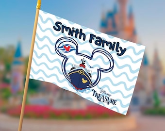 Disney Cruise Family Flag | Personalized Disney Ship Stroller Flag | Cruise Door Magnet Alternative