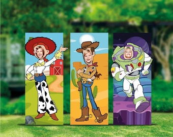 Set de fotomatón con recortes de caras de Toy Story / Accesorios para fotos de Jessie, Woody y Buzz Lightyear