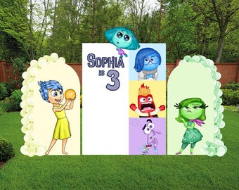 Inside Out Birthday Backdrops and Props Yard Decorations | Joy, Sadness, Disgust, Anger & Fear Lawn Signs