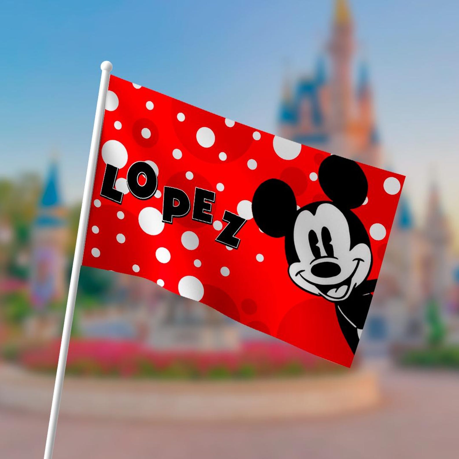 Mickey Racers Flag Custom Mickey Mouse Stroller Flag | Personalized Red Disney Stroller ...