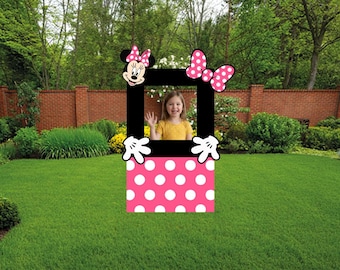 Minnie Inspired Photo Booth Prop | Face-In-Hole Party Cutout | Disney Inspired Indoor and Outdoor Party Photo Opportunity