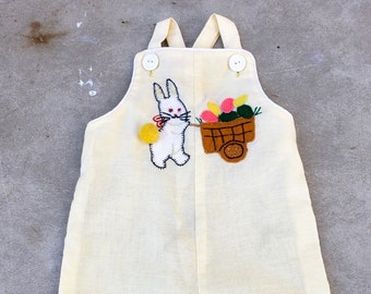 handmade coveralls with Easter bunny for infant