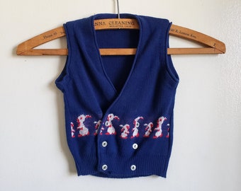 boys vest with bunnies vintage 60s 70s