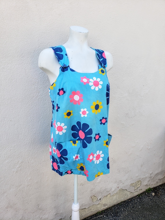 mod daisy print tank vintage 70s 60s