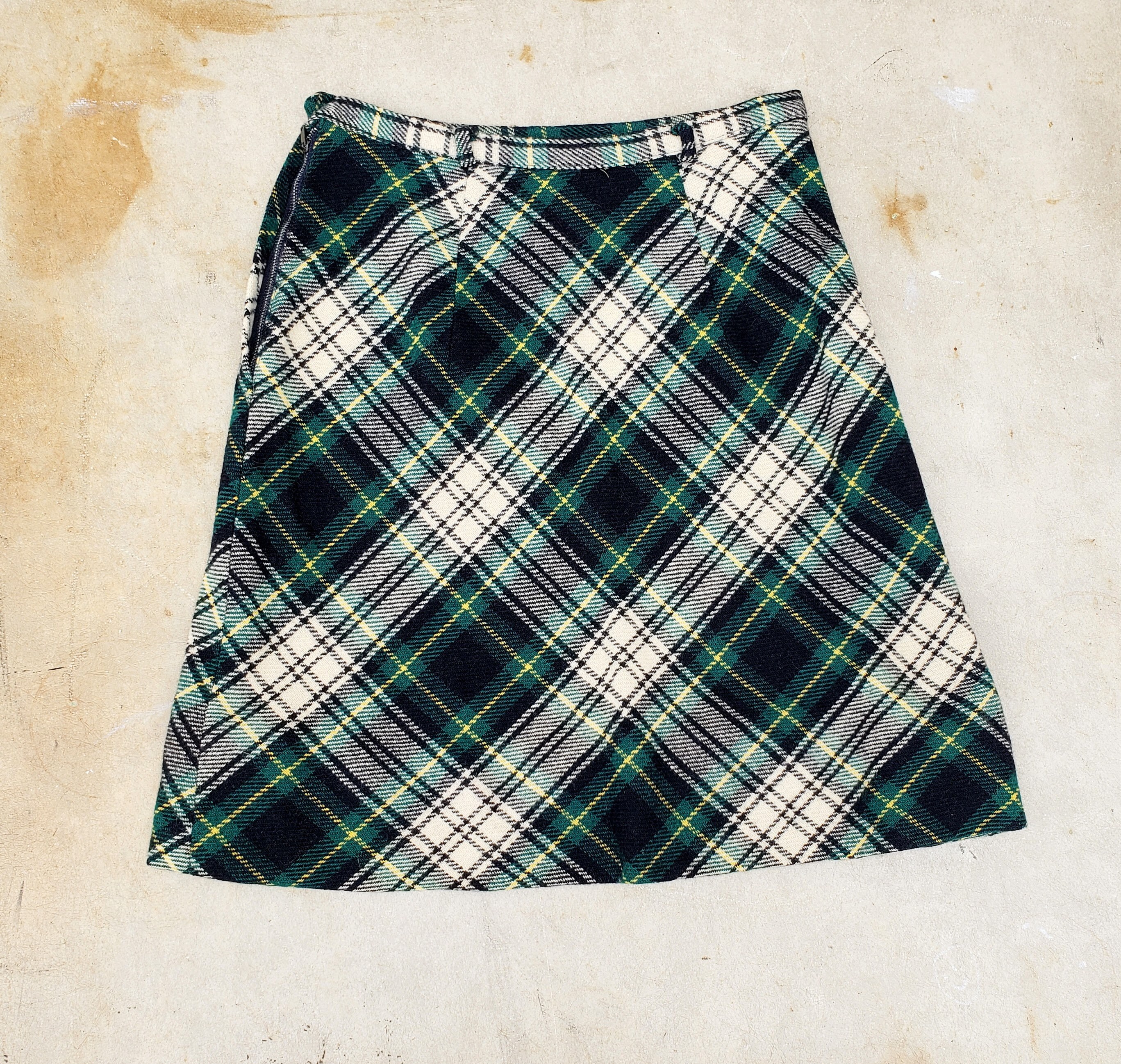 Vintage Wool Tartan Plaid Bias Cut Skirt Etsy