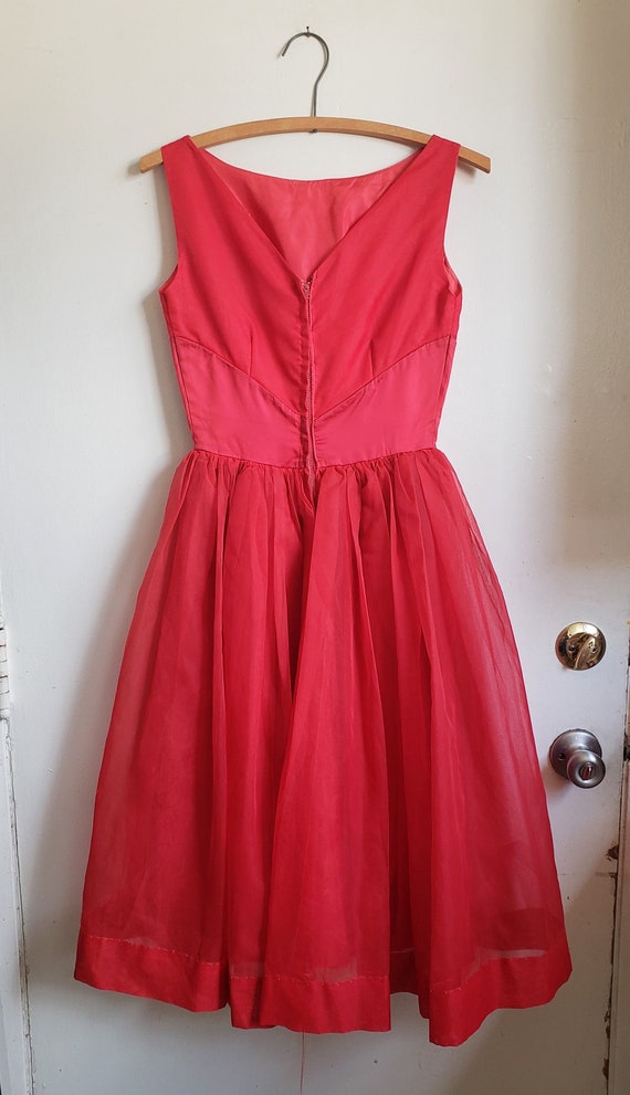 bow front vintage 50s 60s chiffon party dress - image 9