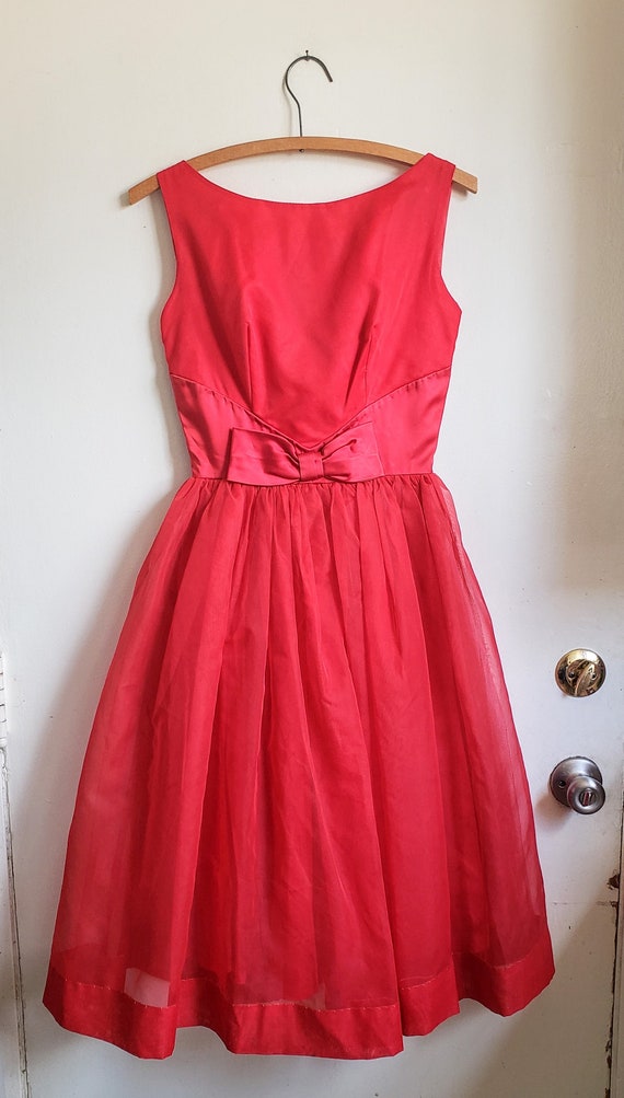 bow front vintage 50s 60s chiffon party dress - image 8