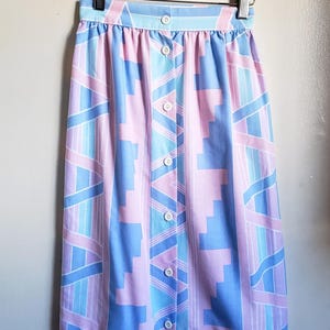 pastel geometric midi skirt vintage 80s by Wear
