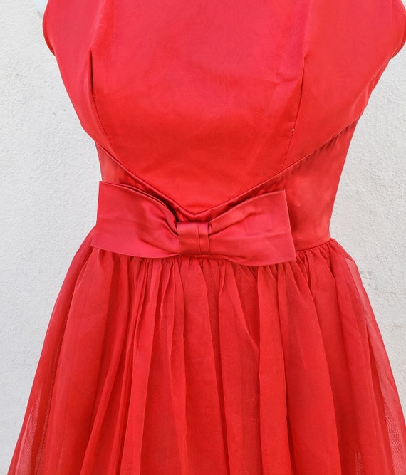 bow front vintage 50s 60s chiffon party dress - image 6