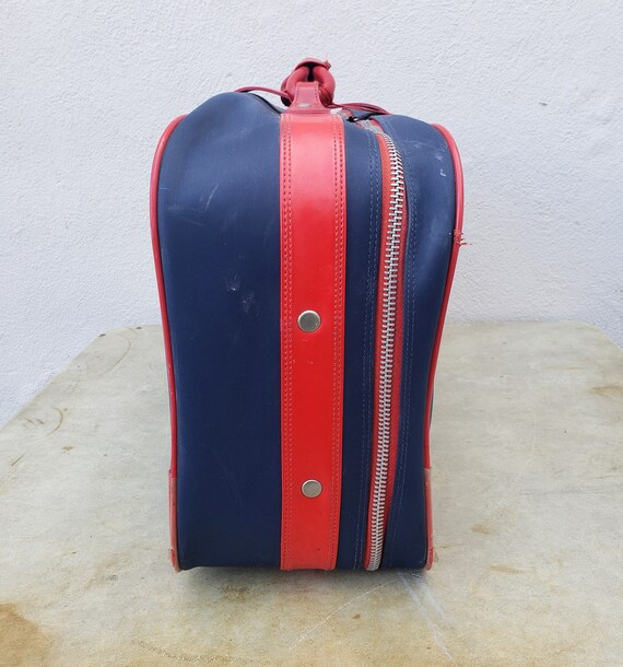 vintage 60s 70s stylish striped soft suitcase - image 5