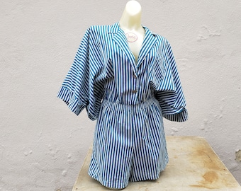 Viewpoint by Gattex striped romper with kimono sleeves vintage 80s