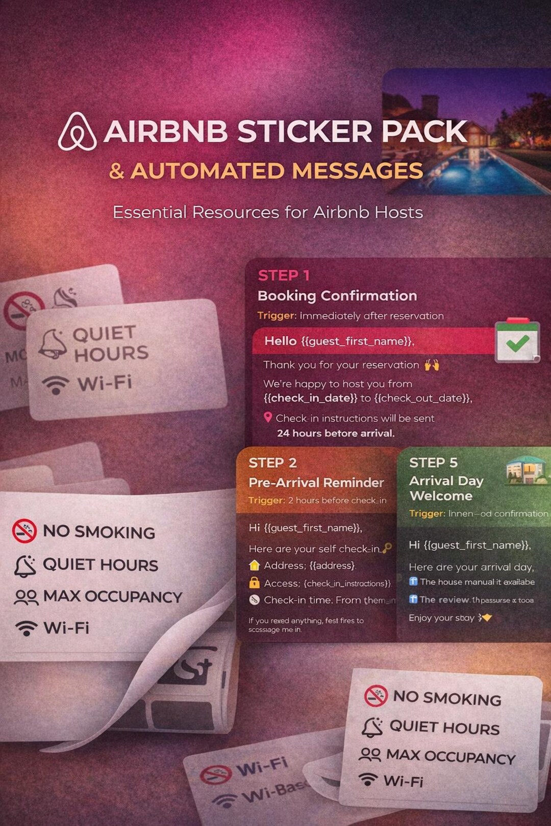 Airbnb Sticker Pack + Automated Messages | House Rules Stickers ...