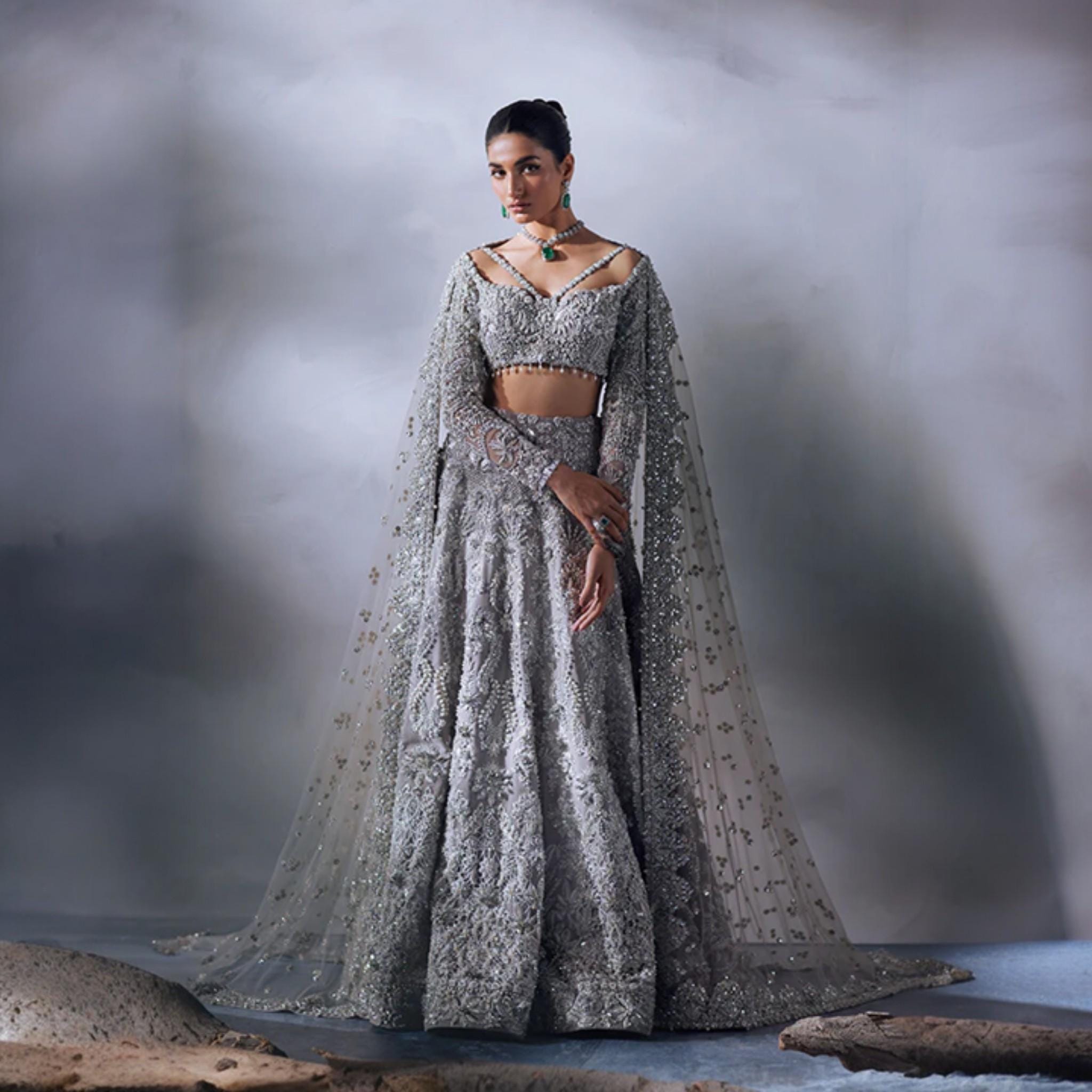 Pakistani Bridal Silver Gray Dress - Etsy Pakistani Bridal Silver Gray Dress - Etsy