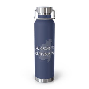 Villa Fantome GPS Coordinates Water Bottle | 22oz Copper Vacuum Insulated Bottle | St Maarten