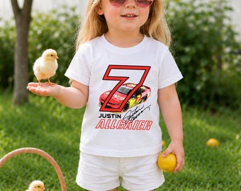 Justin Allgaier Racing Shirt, NASCAR Family Fan Tee, Kids Motorsport Apparel