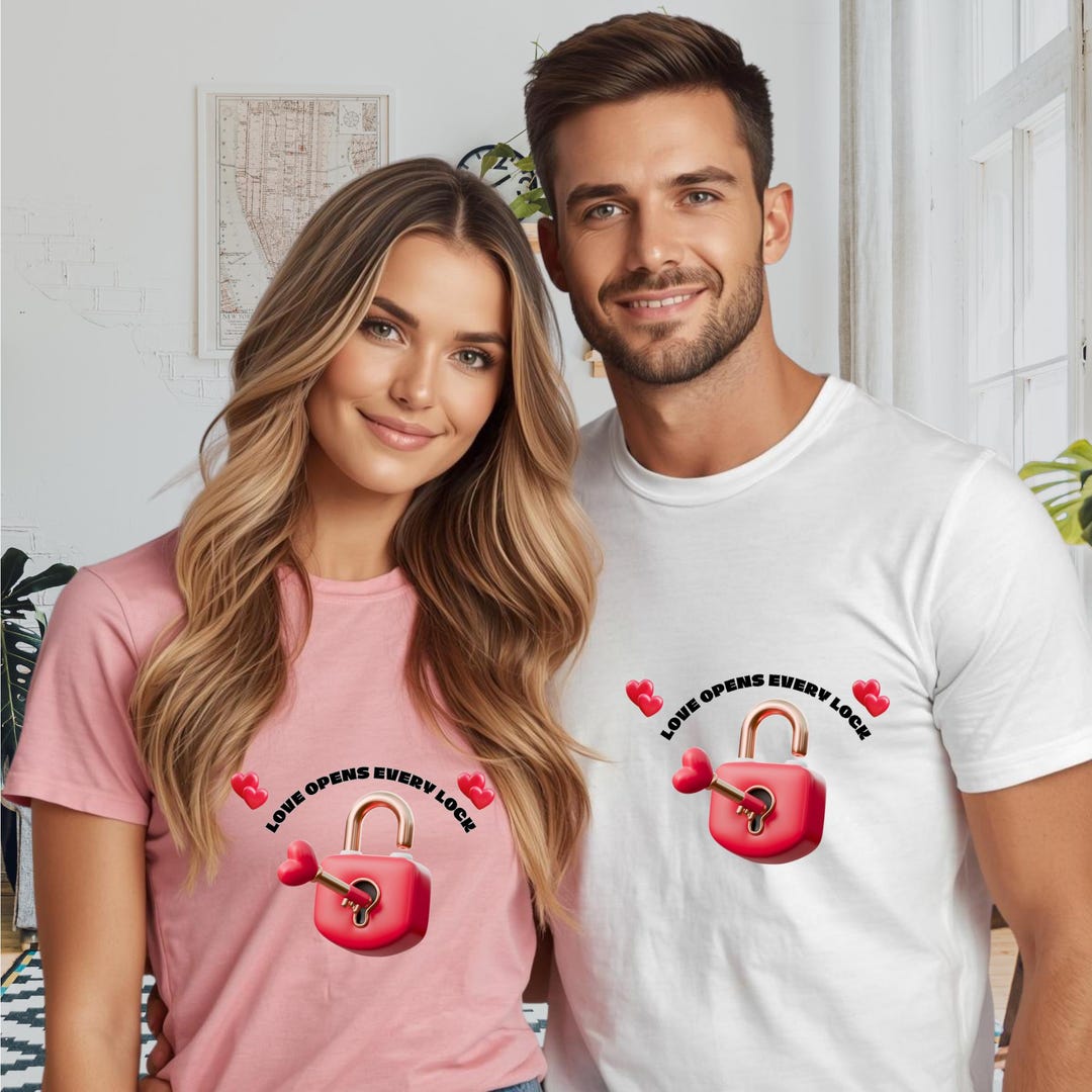 Love Lock Couple Shirt, Matching Couple Gift, Romantic T Shirt, Cute ...