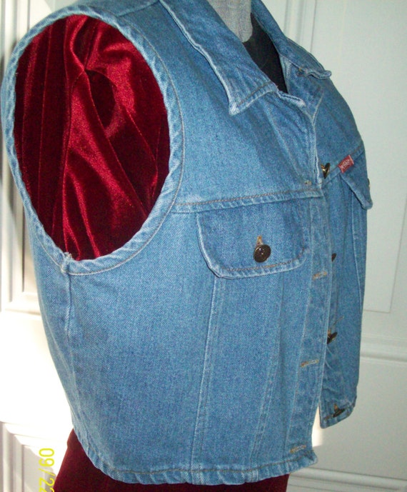 Vintage Denim vest with hand painted back patch v… - image 4