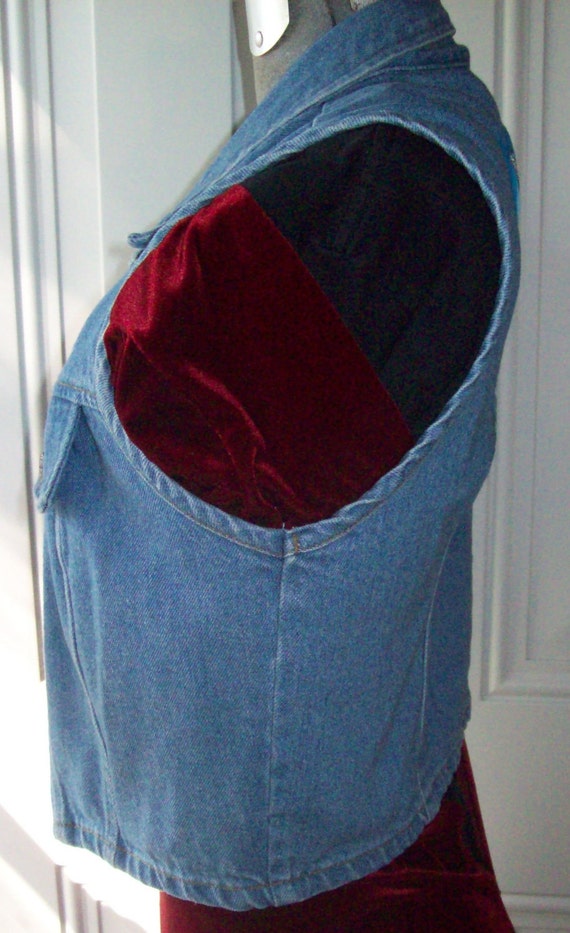 Vintage Denim vest with hand painted back patch v… - image 3