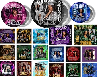 25 Senior 2026 Graduation Pin Button Bundle, bearbeitbare Canva-Vorlagen, Elite Milestone Suit, professionelle Klasse von 2026, Abschlussabzeichen