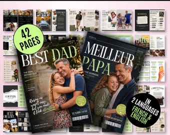Personalized Dad Magazine, Father’s Day Gift, Editable Canva Template, Custom Birthday Magazine, Gift Idea for Dad, In English & French