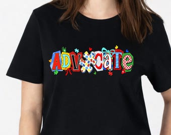 Camiseta de defensor del autismo, camiseta retro para mamás de niños con autismo, regalo para profesores de educación especial, camiseta de aceptación de la neurodiversidad, camisetas coloridas con lazo del autismo