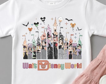 Disney Princess Halloween Shirts,Walt Disney World Witch Castle Kids T-Shirt,Pastel Disney Princesses Witch Tees,Cute Toddler Spooky Season
