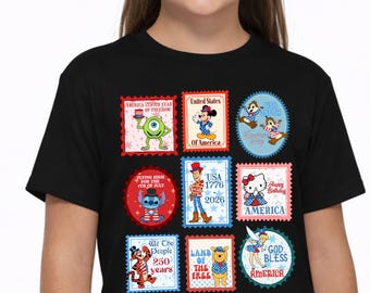 Modern Patriotic Disney Shirts,American Flag Castle Shirts,Red White and Blue Disney Vacation Top,Minimalist 4th of July Disney Shirts