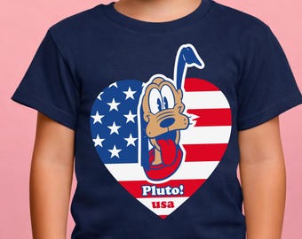 Patriotic Pluto Disney Shirt,USA Flag Heart Pluto Tee,4th of July Disney Dog Shirt,Mickey and Friends Patriotic Shirt,Pluto USA Love T-shirt