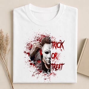 Trick Or Treat Horror Shirts, Slasher Movie Graphic Shirts, Bloody Halloween T-Shirt, Scary Horror Fan Gift, Spooky Season Apparel