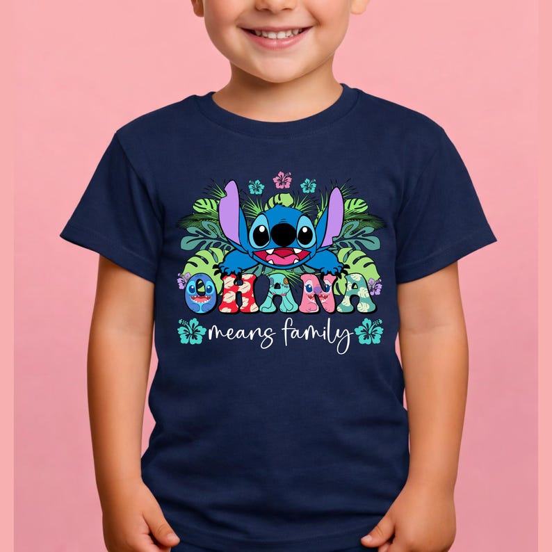 Ohana Means Family Shirt,Stitch and Angel Shirt,Tropical Family Vacation Tee,Retro Stitch Graphic Tee,Lilo and Stitch Tee,Disney Family Trip image 8