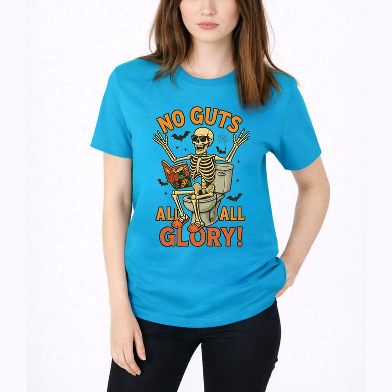 Funny Halloween Skeleton Shirts, Purple Spooky Season Tee, Sarcastic Toilet Humor T-Shirt, Cute Skeleton Reading Shirt, Funny Halloween Gift image 5
