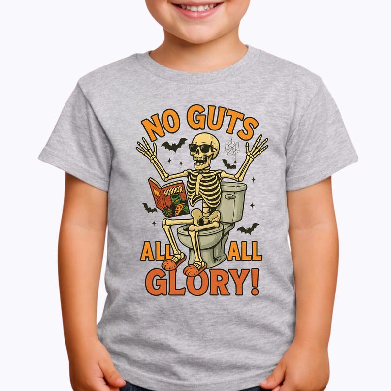 Funny Halloween Skeleton Shirts, Purple Spooky Season Tee, Sarcastic Toilet Humor T-Shirt, Cute Skeleton Reading Shirt, Funny Halloween Gift image 12