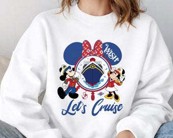 Disney Cruise Sweatshirts 2026 Personalized Mickey Minnie “Let’s Cruise” Sweatshirts Family Vacation Cruise Hoodies disney trip sweatshirts