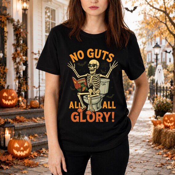 Funny Halloween Skeleton Shirts, Purple Spooky Season Tee, Sarcastic Toilet Humor T-Shirt, Cute Skeleton Reading Shirt, Funny Halloween Gift
