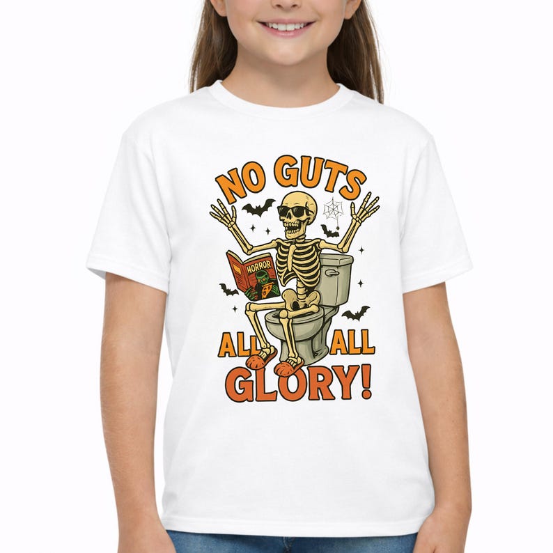 Funny Halloween Skeleton Shirts, Purple Spooky Season Tee, Sarcastic Toilet Humor T-Shirt, Cute Skeleton Reading Shirt, Funny Halloween Gift image 9