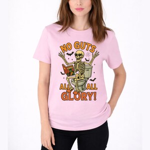 Funny Halloween Skeleton Shirts, Purple Spooky Season Tee, Sarcastic Toilet Humor T-Shirt, Cute Skeleton Reading Shirt, Funny Halloween Gift image 3
