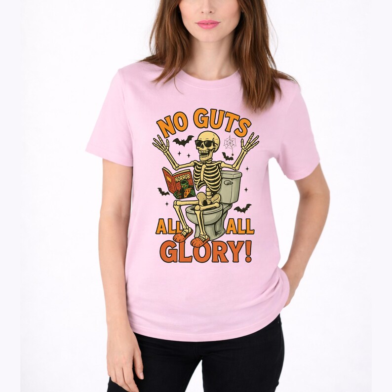 Funny Halloween Skeleton Shirts, Purple Spooky Season Tee, Sarcastic Toilet Humor T-Shirt, Cute Skeleton Reading Shirt, Funny Halloween Gift image 3