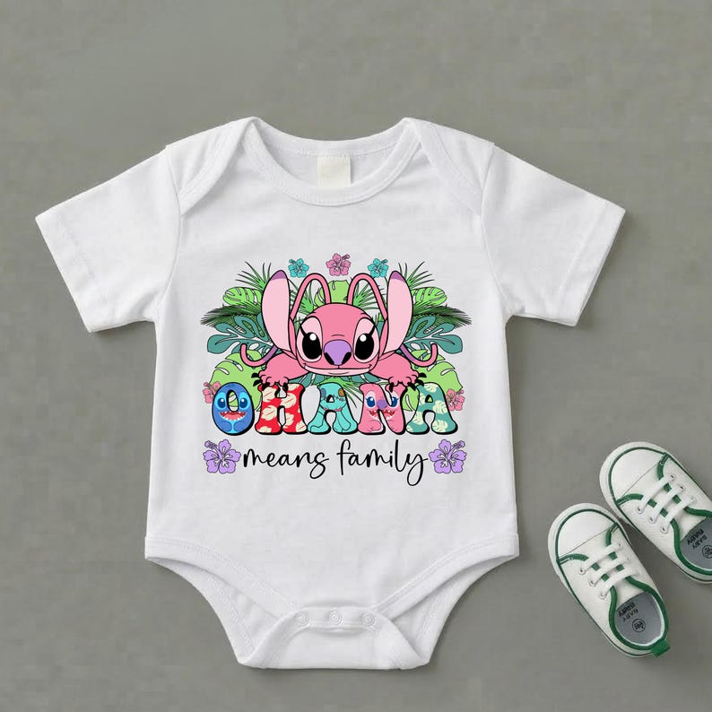 Ohana Means Family Shirt,Stitch and Angel Shirt,Tropical Family Vacation Tee,Retro Stitch Graphic Tee,Lilo and Stitch Tee,Disney Family Trip image 9
